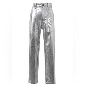 NWT Fashion Brand Company Silver Faux Leather High-waisted Pants